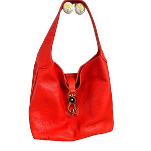 Dooney & Bourke Geranium Belvedere Logo Lock Shoulder Bag Pebble Leather $348